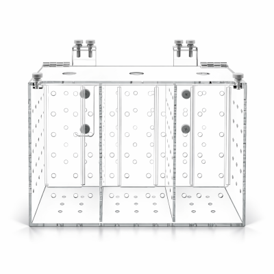 Trzykomorowy pojemnik aklimatyzacyjny/ separacyjny / pułapka na ryby.
